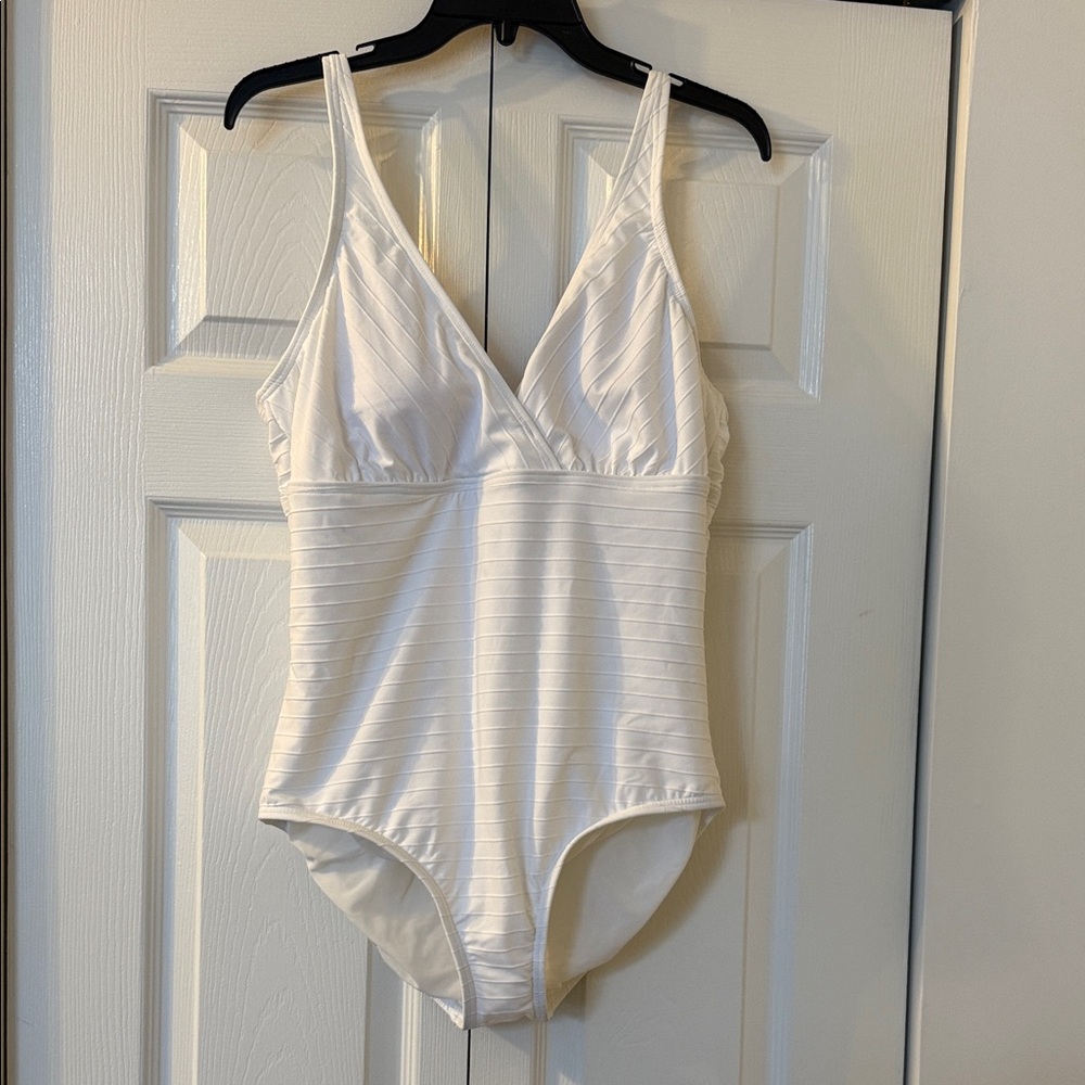 Lands' End White One Piece Bodysuit GORGEOUS NWT L